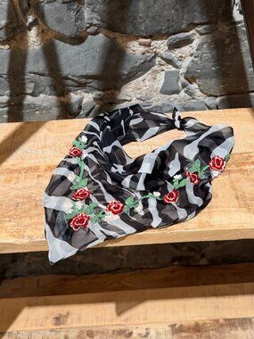 Dolce & Gabbana Vintage Zebra Flower Triangle Silk Scarf